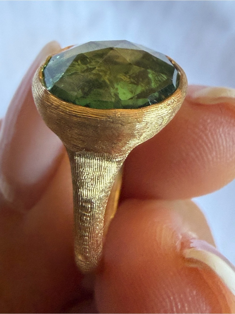 Marco Bicego Jaipur 18K Yellow Gold Green Tourmaline Rose Cut Ring Size 4.25 - Picture 10 of 16